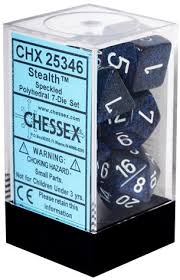 Chessex Polyhedral 7-Die Set - Speckled - Stealth - Comic Warehouse