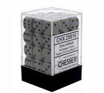 Chessex D6 36 Pack - Dark Grey With Black Opaque 12mm Pipped  D6 Dice Block - Comic Warehouse