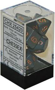 Chessex Polyhedral 7-Die Set - Opaque - Dark Grey With Copper - Comic Warehouse