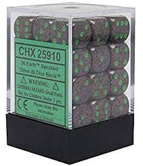 Chessex D6 36 Pack - Earth Speckled 12mm Pipped  D6 Dice Block - Comic Warehouse