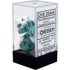 Chessex Polyhedral 7-Die Set - Gemini - Teal-White With Black - Comic Warehouse