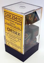 Chessex Polyhedral 7-Die Set - Opaque - Dusty Green With Copper - Comic Warehouse