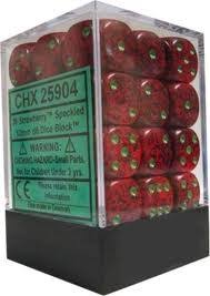 Chessex D6 36 Pack - Strawberry Speckled 12mm Pipped  D6 Dice Block - Comic Warehouse