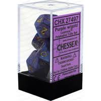 Chessex Polyhedral 7-Die Set - Lustrous - Purple With Gold - Comic Warehouse