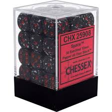 Chessex D6 36 Pack - Space Speckled 12mm Pipped  D6 Dice Block - Comic Warehouse