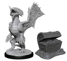 D&D Bronze Dragon Wyrmling & Pile Of Sea Found Treasure Unpainted Miniatures - The Comic Warehouse