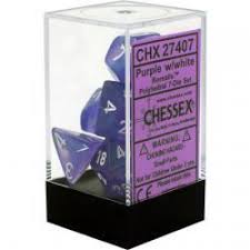 Chessex Polyhedral 7-Die Set - Borealis - Purple With White - Comic Warehouse