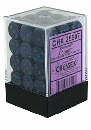 Chessex D6 36 Pack - Cobalt Speckled 12mm Pipped  D6 Dice Block - Comic Warehouse