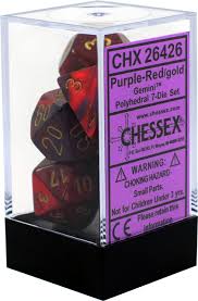 Chessex Polyhedral 7-Die Set - Gemini - Purple-Red With Gold - Comic Warehouse