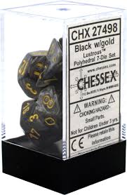 Chessex Polyhedral 7-Die Set - Lustrous - Black With Gold - Comic Warehouse