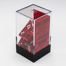 Chessex Polyhedral 7-Die Set - Translucent - Red With White -Comic Warehouse