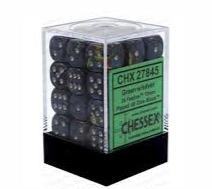 Chessex D6 36 Pack - Green With Silver Festive 12mm Pipped D6 Dice Block - Comic Warehouse