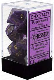 Chessex Polyhedral 7-Die Set - Vortex - Purple With Gold - Comic Warehouse