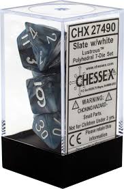 Chessex Polyhedral 7-Die Set - Lustrous - Slate With White - Comic Warehouse